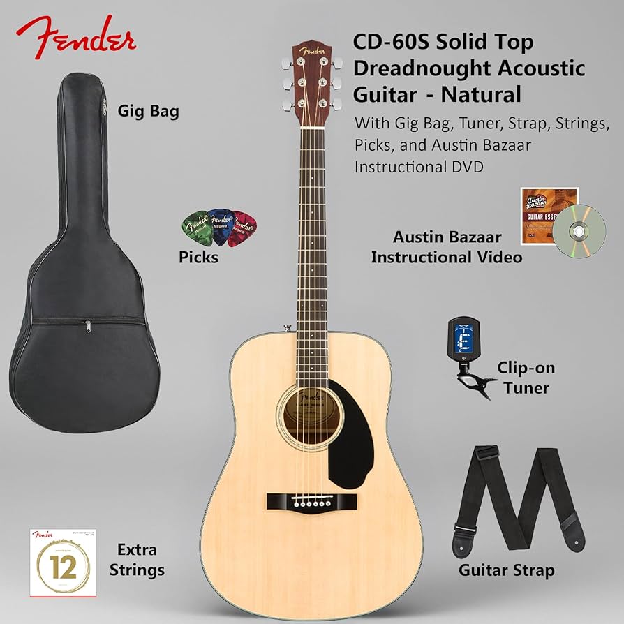 Amazon.com: Fender CD-60S Solid Top Dreadnought Acoustic